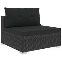 6-delige Loungeset met kussens poly rattan zwart - thumbnail