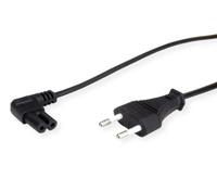 VALUE Euro stroomkabel met platte stekker haaks op C7, 2-polig, zwart, 1,8 m - thumbnail