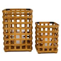 Gifts Amsterdam windlicht Jeroen 22 x 32 cm hout bruin 2 stuks - thumbnail