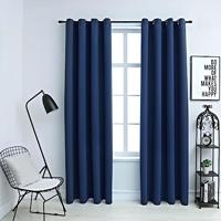 VidaXL Gordijn verduisterend met metalen ringen 2 st 140x245 cm blauw - thumbnail