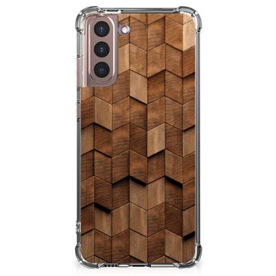 Stevig Telefoonhoesje voor Samsung Galaxy S21 Plus Wooden Cubes Stevig Telefoonhoesje voor Samsung Galaxy S21 Plus Wooden Cubes