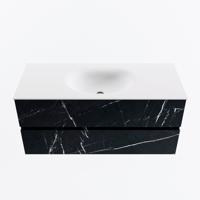 MONDIAZ VICA 110cm badmeubel onderkast Marquina 2 lades. Wastafel MOON midden 1 kraangat, kleur Talc. - thumbnail