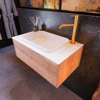 Badkamermeubelset Mondiaz Erin 80 cm met 1 Lade met RIDGE Wastafel Midden Talc met 1 kraangat Greeploos Mat Washed Oak Badkamermeubelset Mondiaz Erin 80 cm met 1 Lade met RIDGE Wastafel Midden Talc met 1 kraangat Greeploos Mat Washed Oak