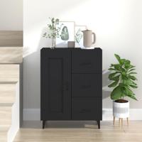 Dressoir 69,5x34x90 cm bewerkt hout zwart - thumbnail