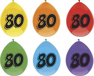 Ballonnen 80 Jaar kleurenmix - 8 Stuks