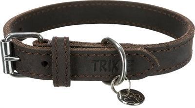 TRIXIE HALSBAND HOND RUSTIC VETLEER DONKERBRUIN