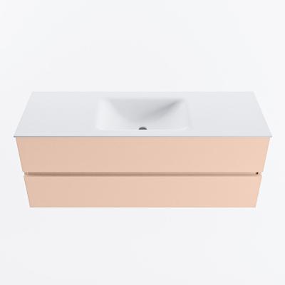 MONDIAZ VICA 130cm badmeubel onderkast Rosee 2 lades. Wastafel CLOUD midden zonder kraangat, kleur Talc.