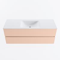 MONDIAZ VICA 130cm badmeubel onderkast Rosee 2 lades. Wastafel CLOUD midden zonder kraangat, kleur Talc. - thumbnail