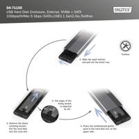 Digitus DA-71156 M.2 SSD-behuizing USB-C 3.2 Gen 1 5 GBit/s M.2 PCIe NVMe 2230, 2242, 2260, 2280 DA-71156 - thumbnail