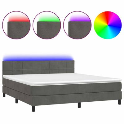 Boxspring met matras en LED fluweel donkergrijs 180x200 cm