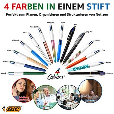 Balpen bic 4kleuren pro met ring m zwart | 12 stuks