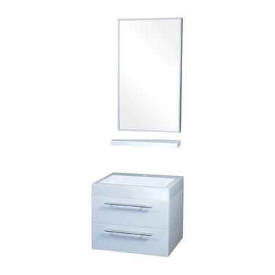 Differnz Force badkamermeubel 58cm 1 kraangat wit met spiegel en planchet Differnz Force badkamermeubel 58cm 1 kraangat wit met spiegel en planchet