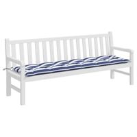 Tuinbankkussen gestreept 200x50x7 cm stof wit en blauw - thumbnail