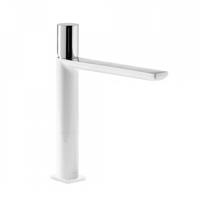 Wastafelmengkraan Tres Loft Colors 1-Knop Uitloop Recht 19.6 cm Rond Wit Chroom Tres - thumbnail