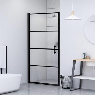 VidaXL Douchedeur halfmat 100x178 cm gehard glas zwart VidaXL Douchedeur halfmat 100x178 cm gehard glas zwart