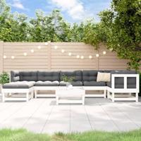 8-delige Loungeset met kussens massief hout wit - thumbnail