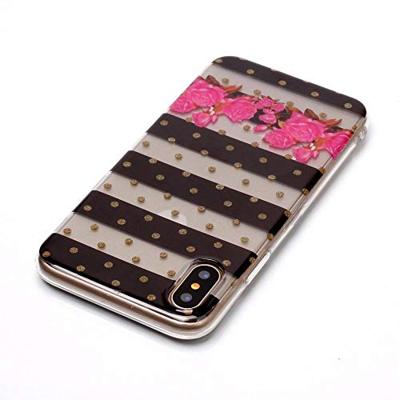 Softcase strepen en bloemen hoes iPhone X / XS Softcase strepen en bloemen hoes iPhone X / XS