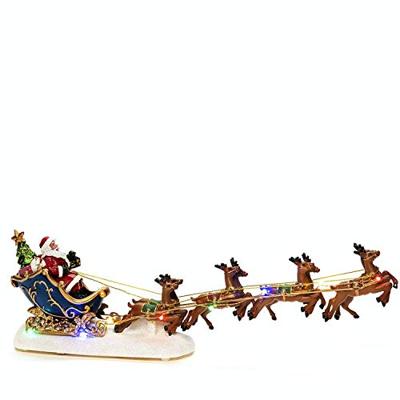Kerstfiguur voor binnen - Kerstman in een slee met rendieren - 10 LEDs - 14 x 36 cm - Meerkleurig - Werkt op batterijen - Kerstverlichting Kerstfiguur voor binnen - Kerstman in een slee met rendieren - 10 LEDs - 14 x 36 cm - Meerkleurig - Werkt op batterijen - Kerstverlichting