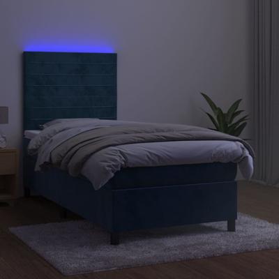 Boxspring met matras en LED fluweel donkerblauw 140x190 cm - thumbnail