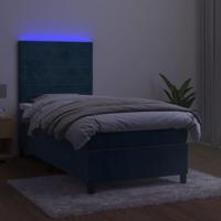 Boxspring met matras en LED fluweel donkerblauw 120x190 cm - thumbnail