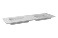Wastafel Forzalaqua Nova Doppio Gepolijst 140.5x51.5x9.5 cm Carrara 2 Kraangaten - thumbnail