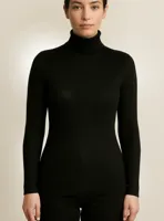 Thermo Col dames shirt lange mouw - Rib - Thermisch ondershirt met hoge hals - S - Zwart - S - thumbnail