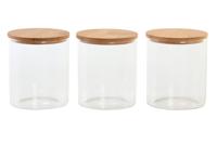 Set van 3 Potjes DKD Home Decor 31 x 11 x 11,5 cm Natuurlijk Bamboe Borosilicaatglas - thumbnail