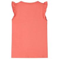 Kindershirt met ruches aan de mouwen 128 koraalkleurig - thumbnail