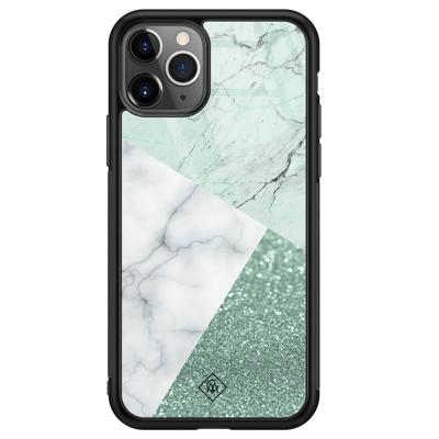 iPhone 11 Pro Max glazen hardcase - Minty marmer collage