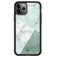iPhone 11 Pro Max glazen hardcase - Minty marmer collage - thumbnail