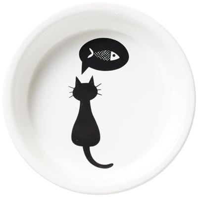 TRIXIE VOERBAK KERAMIEK WIT MET SILHOUETTE KAT
