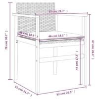 Tuinstoelen 2 st met kussens poly rattan en massief hout zwart - thumbnail