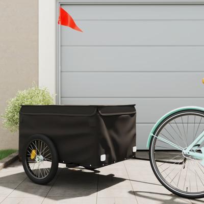 VidaXL Fietstrailer 45 kg ijzer zwart VidaXL Fietstrailer 45 kg ijzer zwart