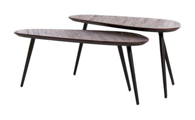 Light & Living Salontafel 'Viejo' Hout en metaal, Set van 2 stuks, kleur Donkerbruin Light & Living Salontafel 'Viejo' Hout en metaal, Set van 2 stuks, kleur Donkerbruin
