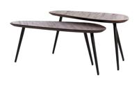 Light & Living Salontafel 'Viejo' Hout en metaal, Set van 2 stuks, kleur Donkerbruin - thumbnail