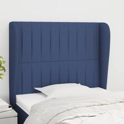 Hoofdbord met randen 103x23x118/128 cm stof blauw