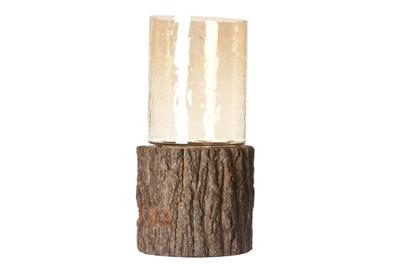 Windlicht Hout & Glas medium