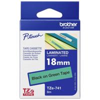 Labeltape Brother TZe, TZ TZe-741 PET Tapekleur: Groen Tekstkleur:Zwart 18 mm 8 m - thumbnail