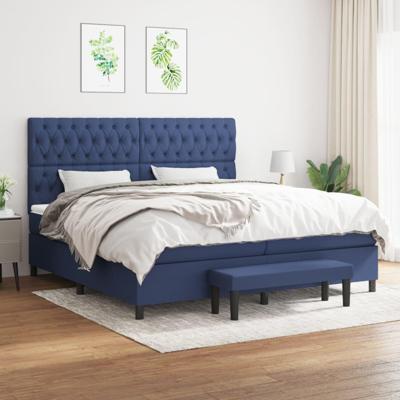 Boxspring met matras stof blauw 200x200 cm