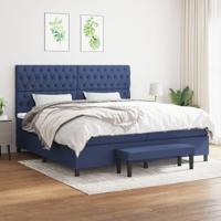 Boxspring met matras stof blauw 200x200 cm - thumbnail