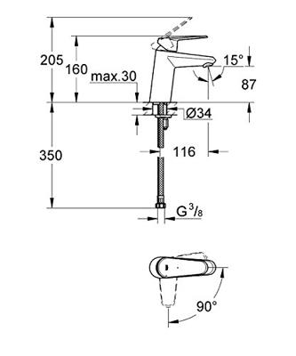 GROHE Eurodisc Cosmopolitan waterbesparende wastafelkraan chroom 2338220e