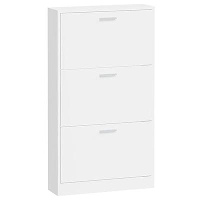 VidaXL Schoenenkast 59x17x108 cm bewerkt hout hoogglans wit