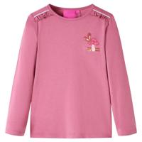 Kindershirt met lange mouwen paddenstoelenprint 116 frambozenkleurig - thumbnail