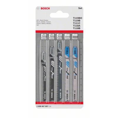 Bosch Accessories 2608667857 Decoupeerzaagbladenset Wood and Metal Basic, 5-delig, 1-noks schacht 5 stuk(s) Bosch Accessories 2608667857 Decoupeerzaagbladenset Wood and Metal Basic, 5-delig, 1-noks schacht 5 stuk(s)