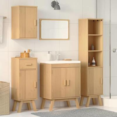 Badkamermeubelset met lade 4 pcs Bruin Massief grenenhout