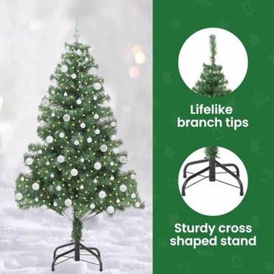 VidaXL Kerstboom met 300 led met standaard groen 180 cm pvc VidaXL Kerstboom met 300 led met standaard groen 180 cm pvc