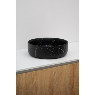 Riho Marmic Round Waskom 34.6x34.6x11.4cm Keramiek rond marmer mat zwart W031005M01
