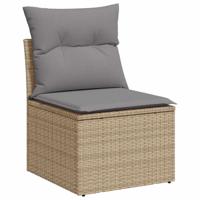 7-delige Loungeset met kussens poly rattan beige - thumbnail
