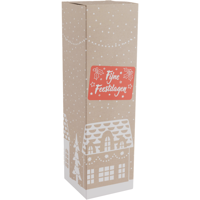 Flesdoos | Huisjes | karton | 1 fles | 95x95x330mm | Kerstmis | 100 stuks - thumbnail