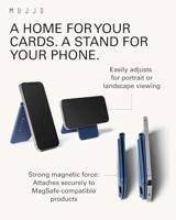 Mujjo Magsafe lederen card portomonee stand - Monaco Blue - thumbnail